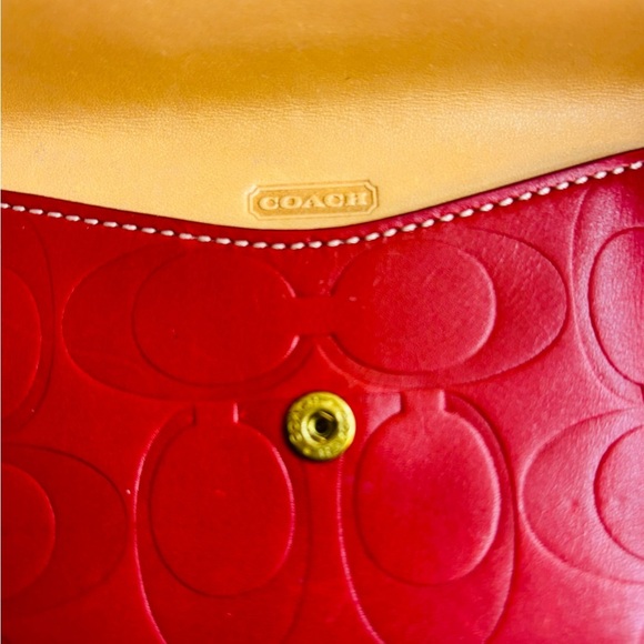 Coach Red Signature Leather Business Card Holder - Picture 7 of 8
